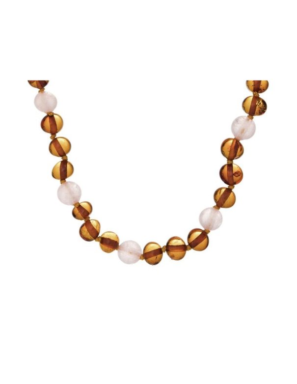 Collier bébé avec ambre et quartz...