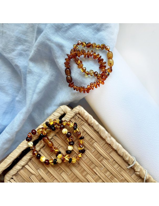 Bracelet bébé avec ambre multicolore...