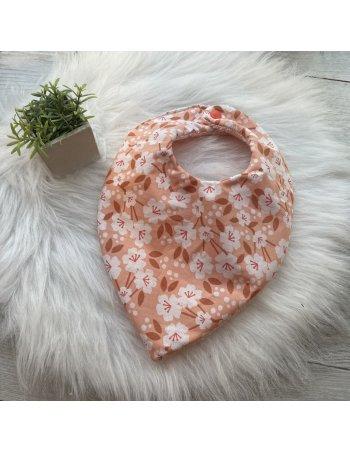 Bavoir bandana fleur saumon