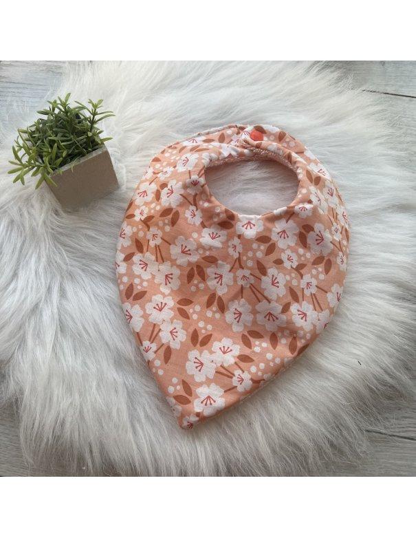 Bavoir bandana fleur saumon