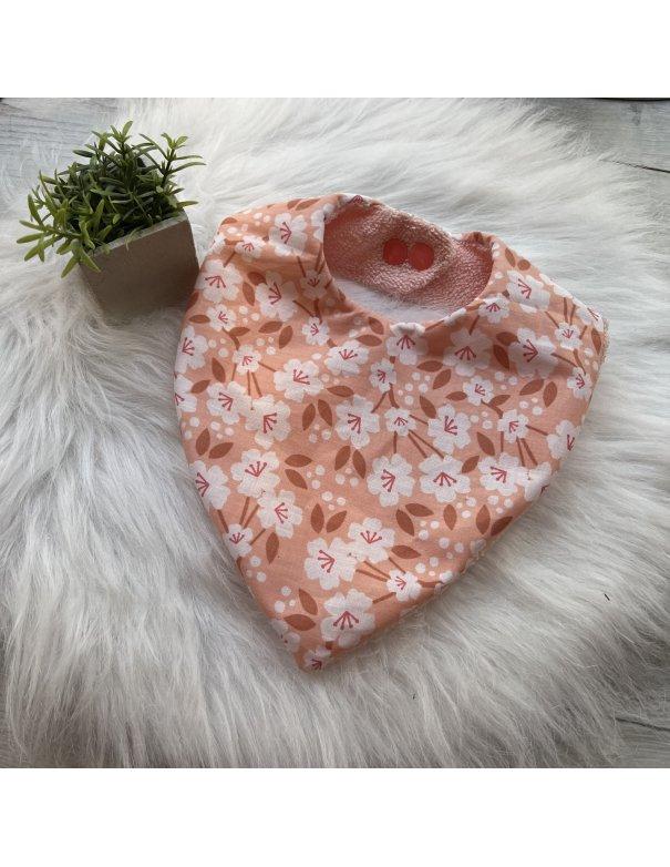 Bavoir bandana fleur saumon Bavoir bandana fleur saumon