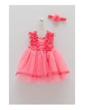 Robe cérémonie bébé et son bandeau assorti rose fushia
