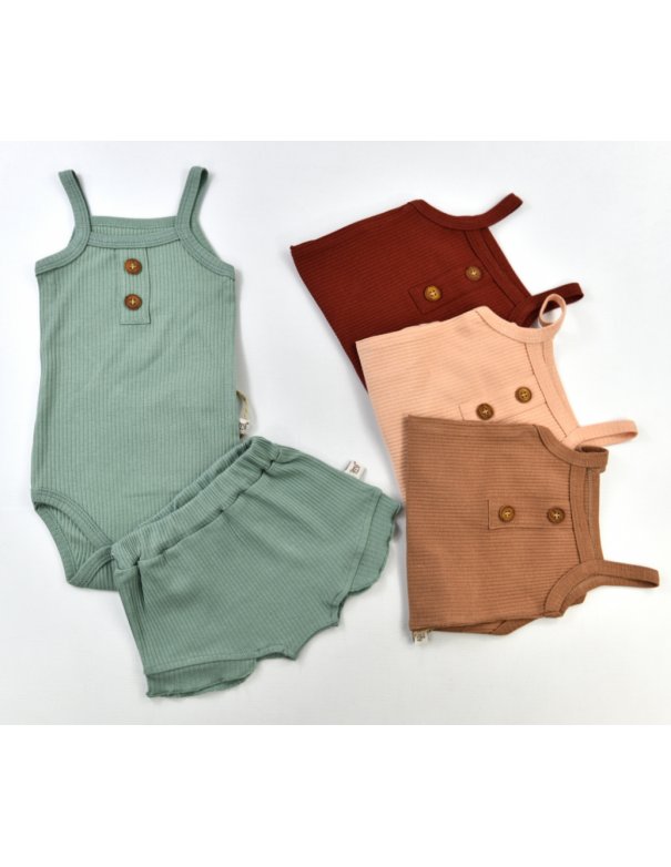 Ensemble body bretelle et bloomer assorti