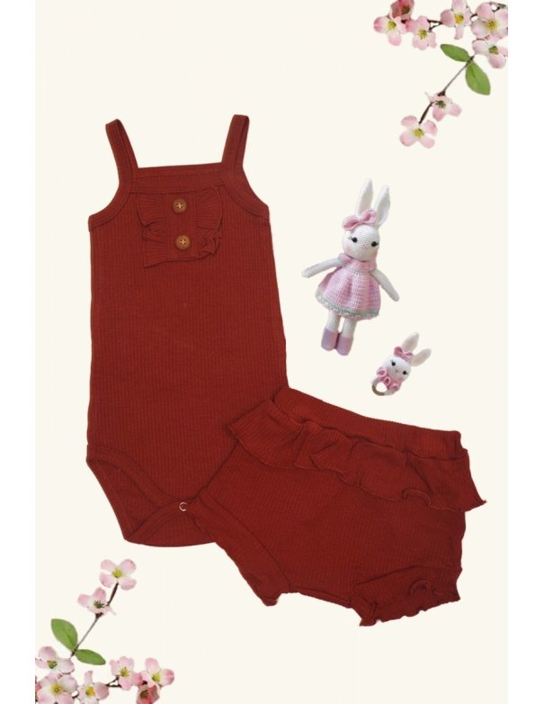 Ensemble body et son bloomer volanté assorti