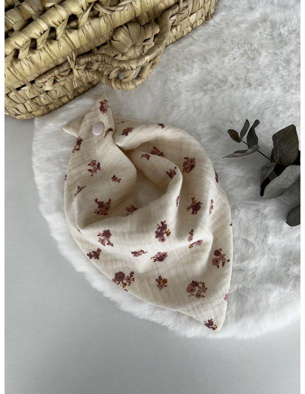 Foulard / chèche gaze de coton petites fleurs mauves