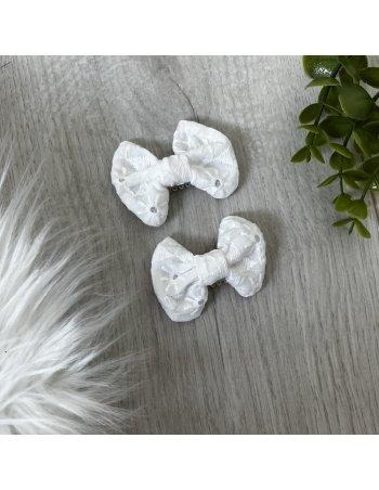 Barrettes cheveux antiglisse - broderie anglaise
