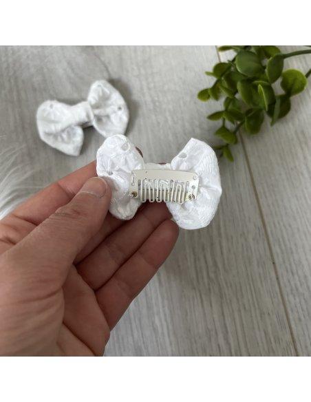 Barrettes cheveux antiglisse - broderie anglaise Barrettes cheveux antiglisse - broderie anglaise