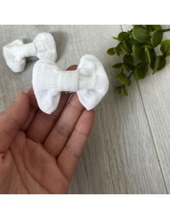 Barrettes à cheveux antiglisse - gaze de coton blanc 2