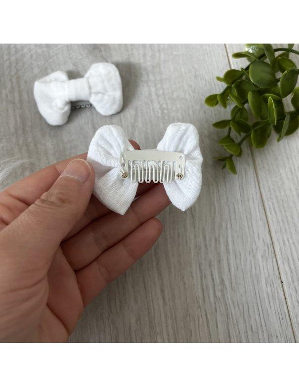 Barrettes à cheveux antiglisse - gaze de coton blanc Barrettes à cheveux antiglisse - gaze de coton blanc