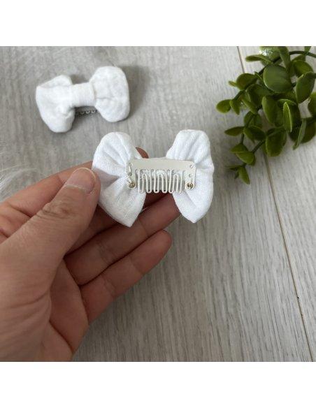 Barrettes à cheveux antiglisse - gaze de coton blanc Barrettes à cheveux antiglisse - gaze de coton blanc