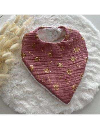 Bavoir bandana double gaze pissenlit doré