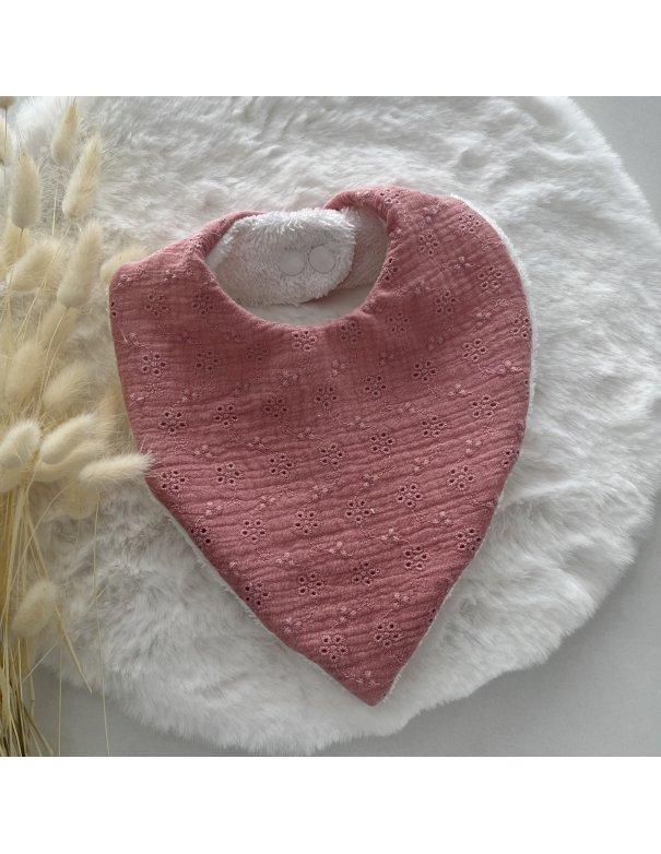 Bavoir bandana double gaze brodée