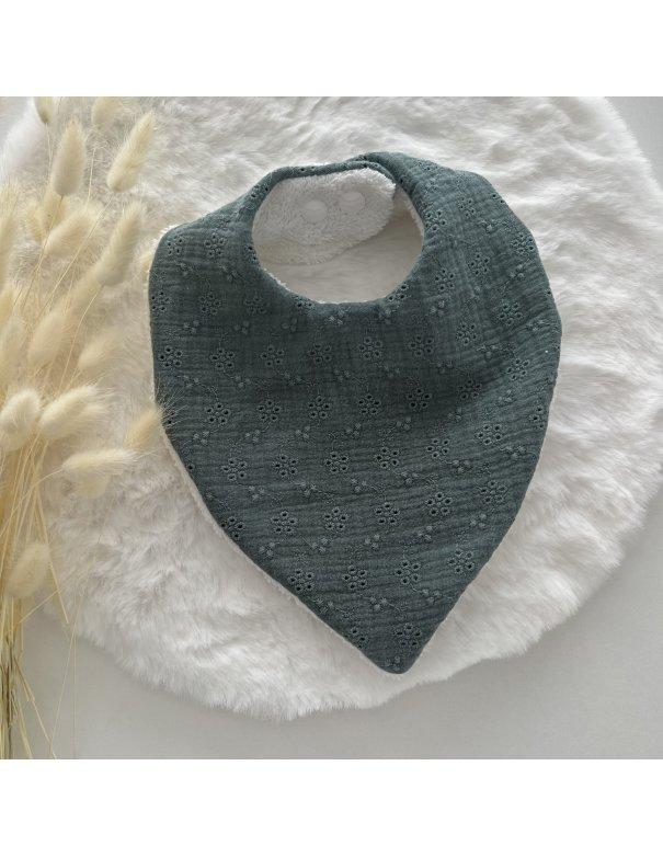 Bavoir bandana double gaze brodée