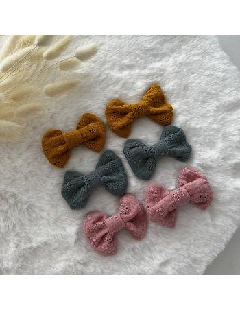 Lot de 2 barrettes double gaze brodée