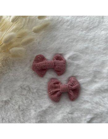 Lot de 2 barrettes double gaze brodée 2