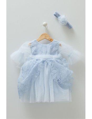 Robe cérémonie manches tulle et son bandeau assorti