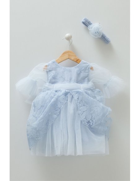 Robe cérémonie manches tulle et son bandeau assorti Robe cérémonie manches tulle et son bandeau assorti