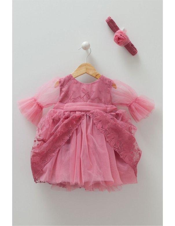 Robe cérémonie manches tulle et son bandeau assorti Robe cérémonie manches tulle et son bandeau assorti