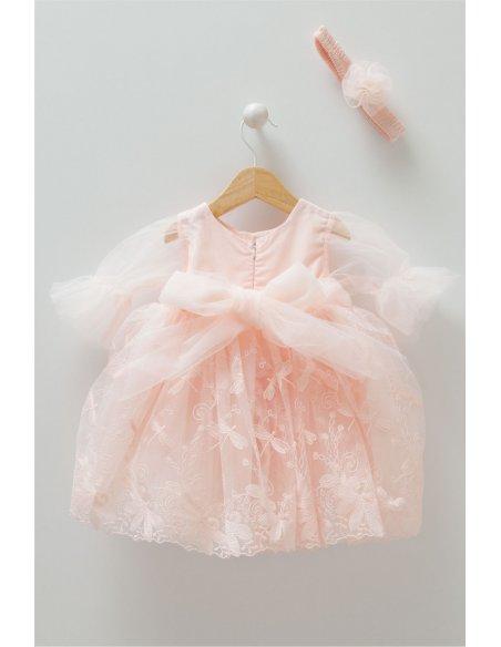 Robe cérémonie manches tulle et son bandeau assorti Robe cérémonie manches tulle et son bandeau assorti