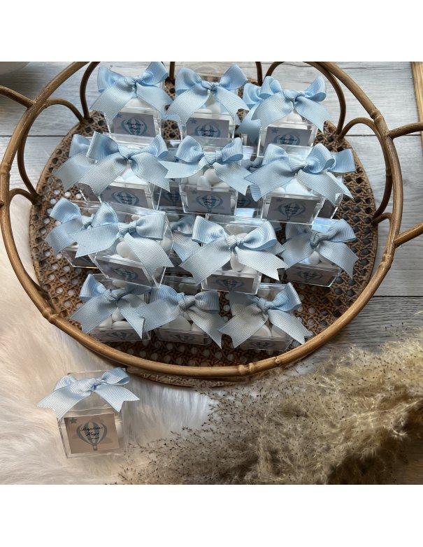 Dragées en boîte cubique thème montgolfière