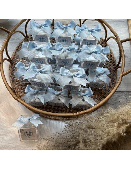 Dragées en boîte cubique thème montgolfière