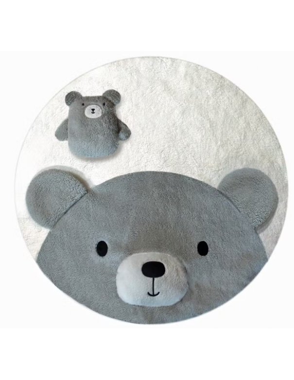 Tapis de jeu ours avec peluche 3D gris