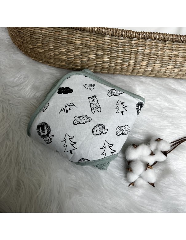 Cape de bain vert d'eau forestier fait main