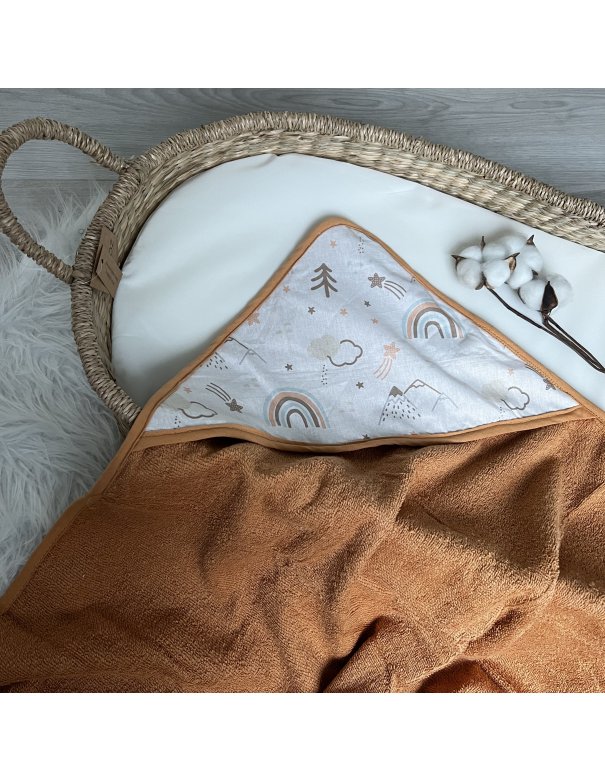 Cape de bain arc-en-ciel orange fait main