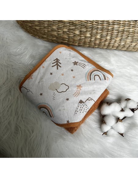 Cape de bain arc-en-ciel orange fait main