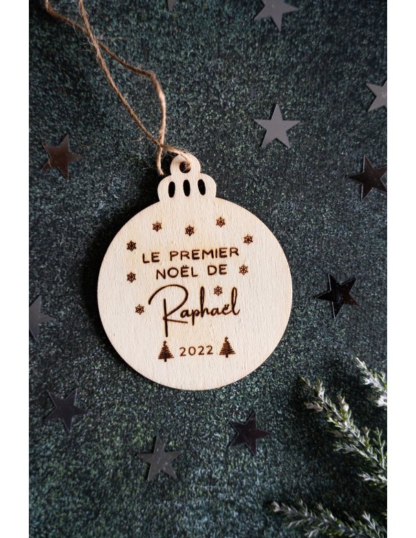 Boule "Mon premier Noël" personnalisée en bois