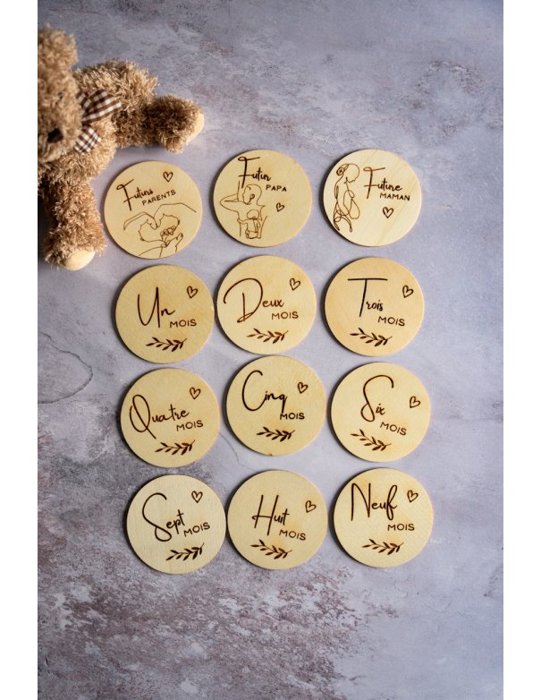 Kit cartes étapes grossesse bois