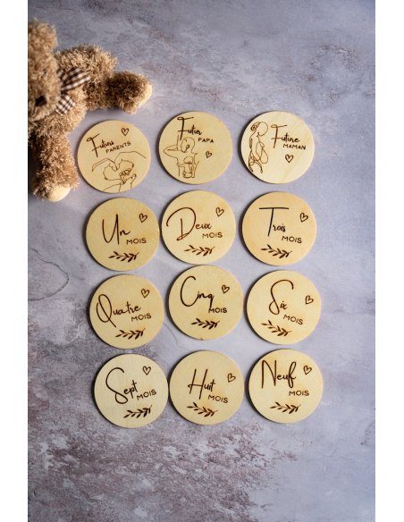 Kit cartes étapes grossesse bois