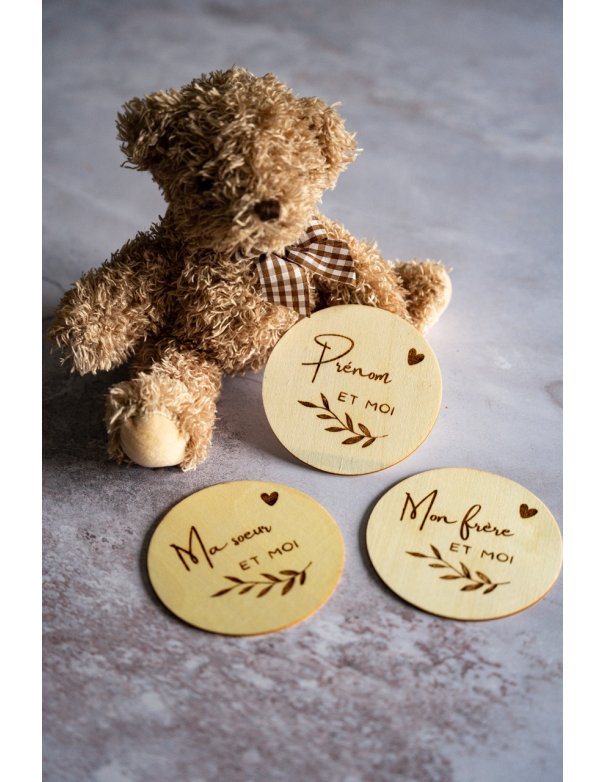 Kit cartes bébé "Ma famille et bois" bois