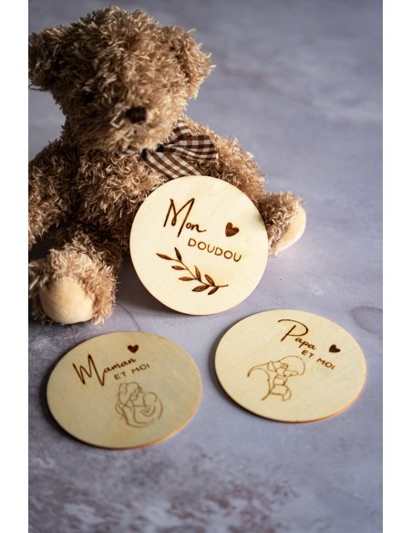 Kit cartes bébé "Ma famille et bois" bois