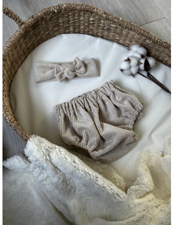 Bloomer bébé velours côtelé nude 2