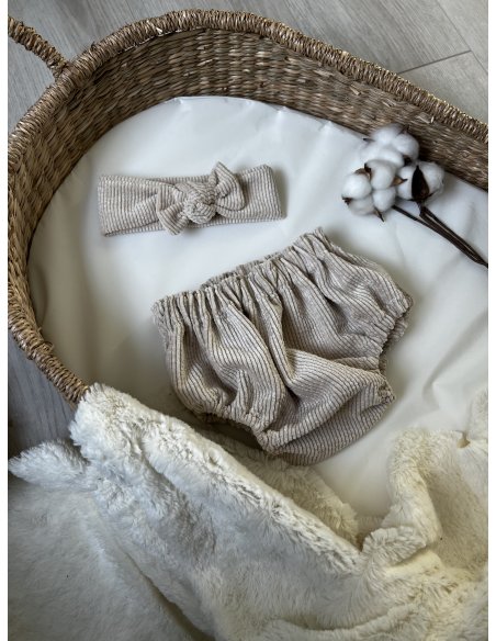 Bloomer bébé velours côtelé nude