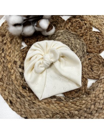Turban petit noeud en coton ajouré 2