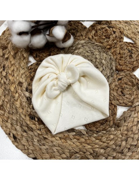 Turban petit noeud en coton ajouré Turban petit noeud en coton ajouré