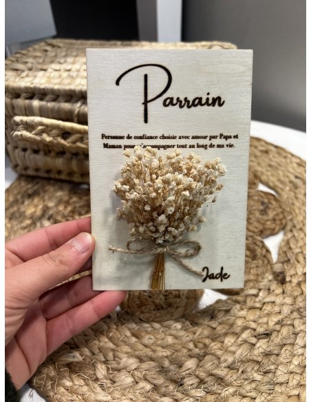 Plaquette personnalisée gravure sur bois Parrain Plaquette personnalisée gravure sur bois Parrain