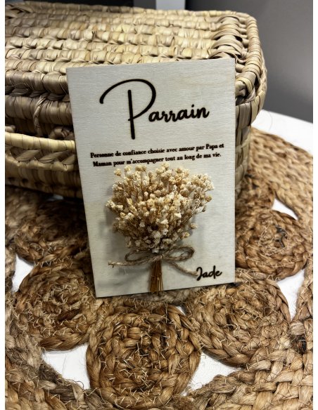 Plaquette personnalisée gravure sur bois Parrain Plaquette personnalisée gravure sur bois Parrain