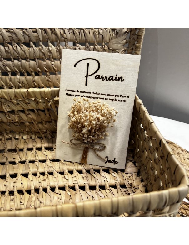 Plaquette personnalisée gravure sur bois Parrain Plaquette personnalisée gravure sur bois Parrain