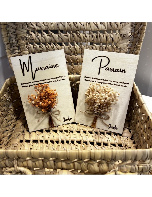 Plaquette personnalisée gravure sur bois Marraine Plaquette personnalisée gravure sur bois Marraine