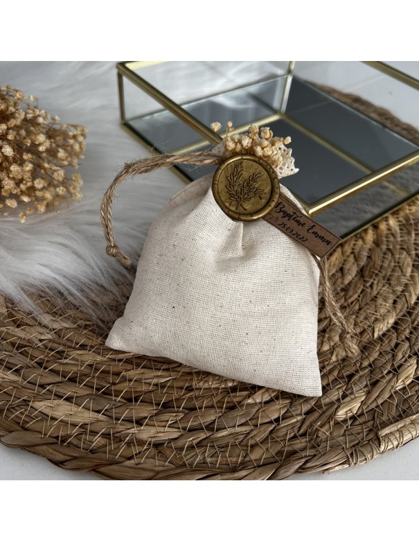 Pochon de lavande en jute personnalisé