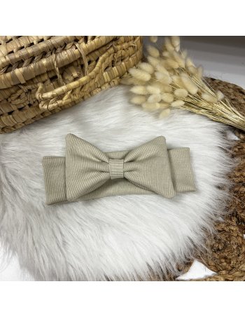 Bandeau gros noeud côtelé nude 2