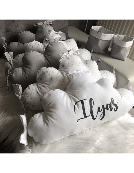 Tour de lit nuage gris / blanc Tour de lit nuage gris / blanc