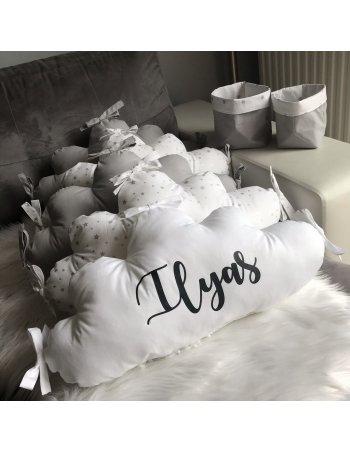 Tour de lit nuage gris / blanc 2