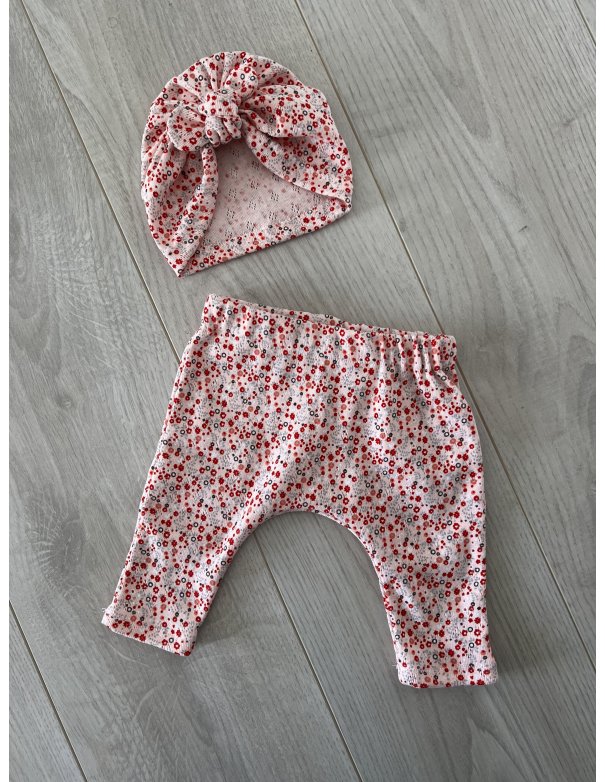 Pantalon en coton ajouré flowers rose