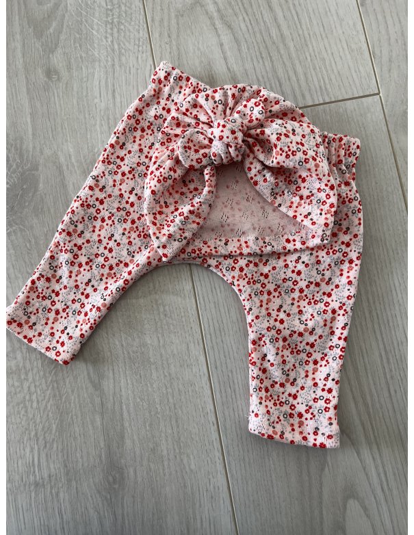 Pantalon en coton ajouré flowers rose