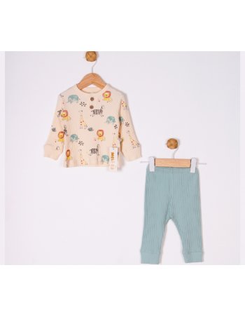 Ensemble côtelé imprimé savane 2