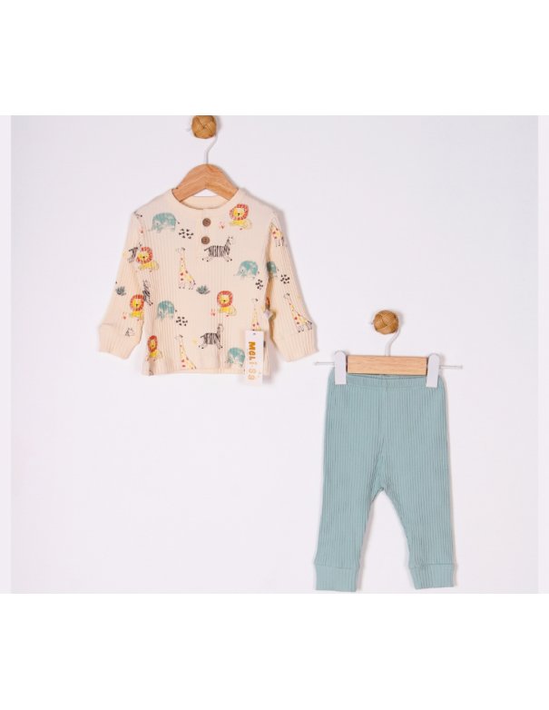 Ensemble côtelé imprimé savane